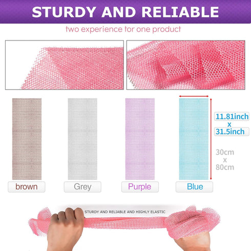 4 Pieces African Bath Sponge African Net Long Net Bath Sponge Transform Your Shower Routine with African Bath Sponges for Exfoliated, Silky Smooth...