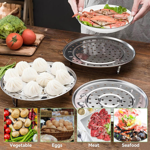 10in Steamer Rack, Stainless Steel Canning Rack Cooking Food Steaming Tray Steam Basket Wok Steamer Rack for Pressure Cooker Stainless Pots Wok (2...