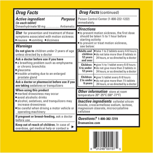 Dramamine Original, Motion Sickness Relief, 36 Count...