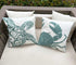 Embroidered Nautical Decor Pillow Cover,Square 18 Inches Decorative Canvas Pillow Cover for Nautical Style Deco by (Seagreen-Crab-New)...