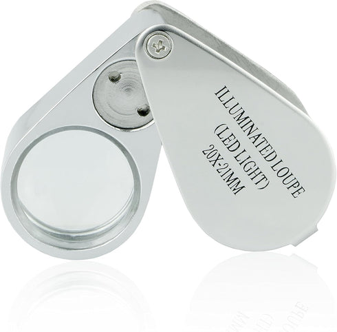 Loupe-LED Illuminated Jewelers Eye Loupe 20x, 21mm with Kare and Kind Retail Package(20x21mm)...
