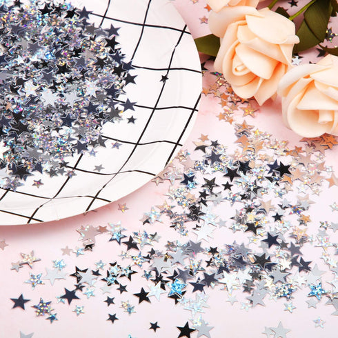Hestya 60g Star Confetti Glitter Table Confetti Metallic Foil Stars for Party Wedding Festival Decorations(Silver Set,10mm and 6mm)...