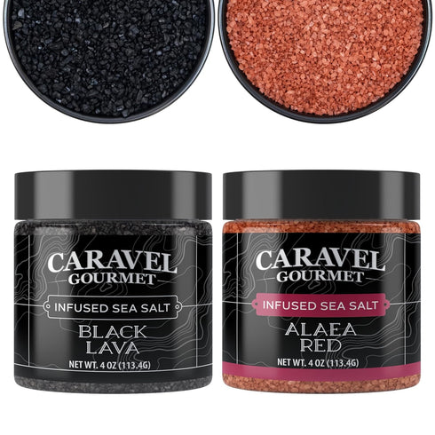 Pacific Sea Salts 2-pack - Hawaiian Alaea Red & Black Lava - Infused With Baked Red Alaea Clay & Activated Charcoal - Flavorful, Mineral-Rich - Ko...