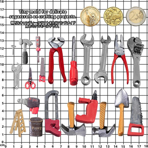 Construction Tools Fondant Silicone Molds Set for Chocolate Candy Sugarcraft Cupcake Topper Cookie Decorating, Epoxy Resin Soap Clay Wax Craft 0.5...