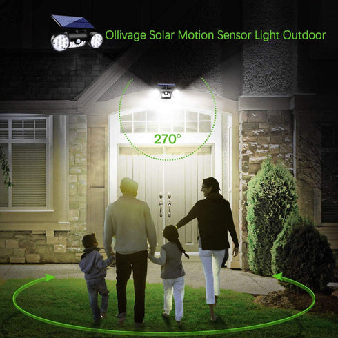 Solar Lights Outdoor, Motion Sensor Security Lights Solar Wall Lights with Dual Head Spotlights LED Waterproof 360° Adjustable Solar Motion Lights...