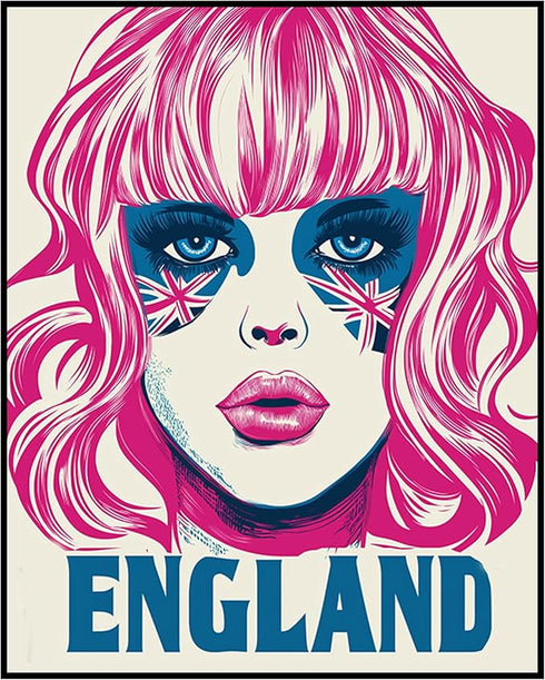 Posterizer 1 pcs-vibrant retro pop art inspired girl from England 1-Retro Art-Abstract & Modern Art-Decor for Home & Office- unframed wall art...