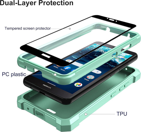 Ailiber for Nokia C100 Phone Case, Nokia C100 Case with Screen Protector, Dual Layer Structure Protection, Shockproof Corners TPU Bumper, Heavy Du...