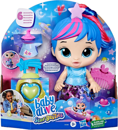 Baby Alive Star Besties Doll, Stellar Skylar, 8-inch Space-Themed Doll for 3 Year Old Girls and Boys and Up, Accessories...