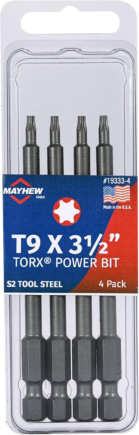 Mayhew Tools 19333-4 USA Torx Power Bit, T9 x 3.5", 4-Pack...
