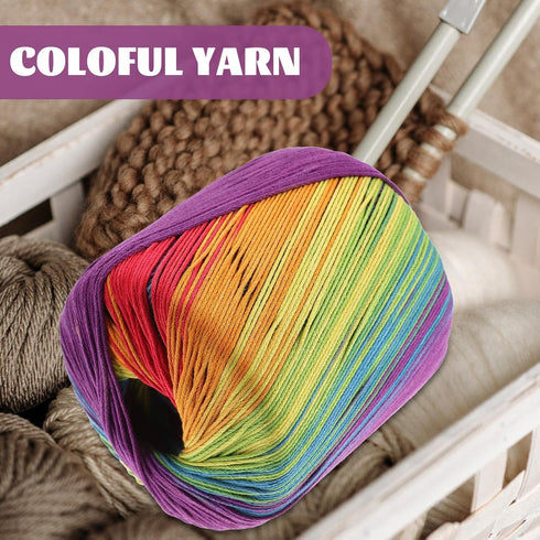 1 Roll 133M Color Segment Dyed Gradient Cotton Yarn DIY Thread Hand Crocheted Scarf Hat Shawl Line Material for Hand Knitting DIY Sweater Blanket ...
