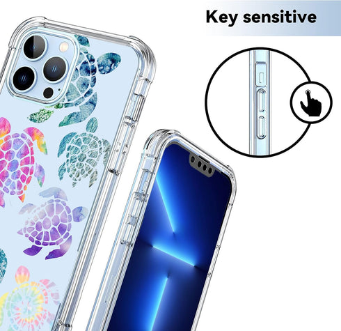 Sea Turtles iPhone 13 Pro Max Case,Ocean Creatures Pattern Design for Women Men,Soft Transparent TPU Bumper Case for iPhone 13 Pro Max...