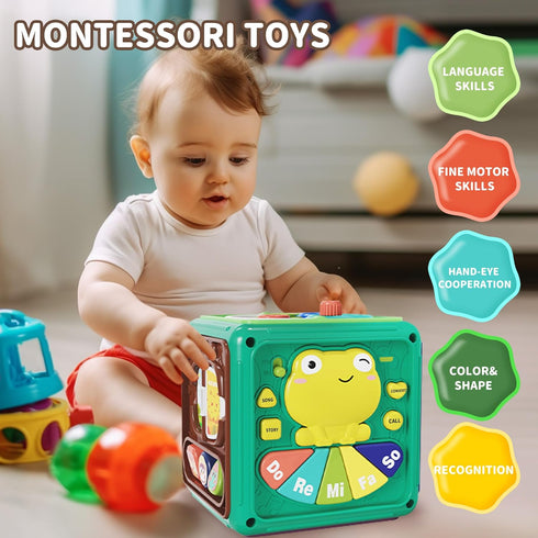 Montessori Toys for 1 Year Old - Toys for Ages 0-2, Frog Musical Learning Busy Cube, Kids Toddler Sensory Toys for 1 2 3 Year Old Boys Girls, Chri...