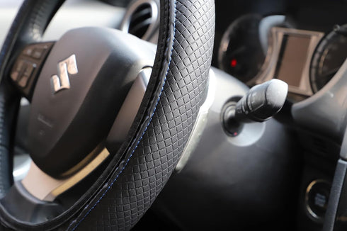 PU Leather Steering Wheel Cover for Women & Men, Waterfroof and Anti-Slip Car Steering Wheel Cover Universal Standard Size 14.5''-15'', Blue+Black...