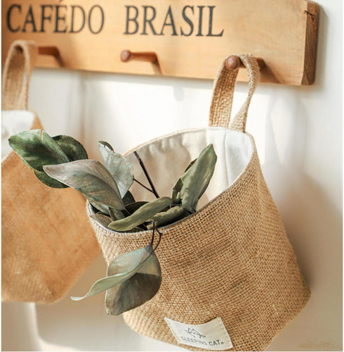 Small Cotton and Linen Hanging Storage Basket for Desktop, Ideal for Organizing Keys and Miscellaneous Items....