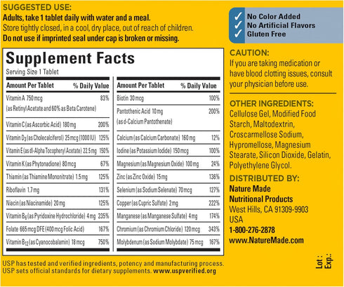 Nature Made Multivitamin For Him with No Iron, Mens Multivitamins for Daily Nutritional Support, Multivitamin for Men, 90 Tablets, 90 Day Supply...