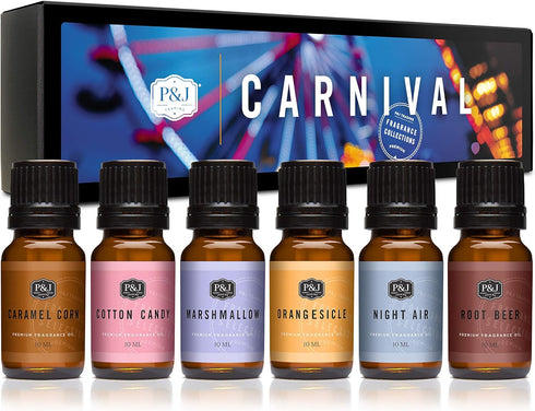 P&J Trading Fragrance Oil Carnival Set | Cotton Candy, Night Air, Marshmallow, Orangesicle, Root Beer, and Caramel Corn Candle Scents for Candle M...