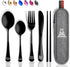 Portable Travel Silverware Set With Case, Includes 5 Pcs of Travel Utensils With Case, Stainless Steel Flatware Set For Camping, Easy to Travel, L...