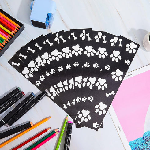 59.1 Feet Pet Paw Bulletin Board Border Classroom Decorations Black and White Puppy Boarders for Bulletin Board Paw and Bone Print for Walls Desks...