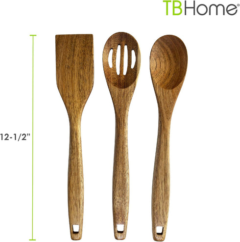 3 Piece Acacia Wood Kitchen Utensils Set, Wooden Cooking Utensils Set...