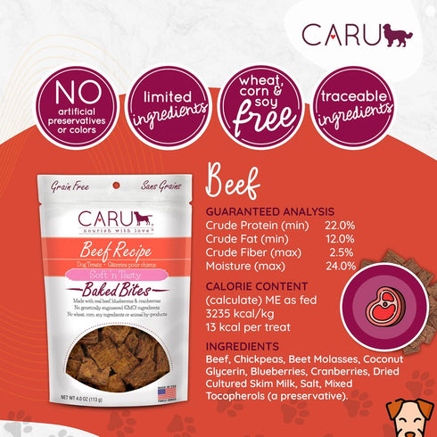 CARU - Soft 'n Tasty Baked Bites - Beef Bites Dog Treats - Flavorful Training Treats - 4 oz...