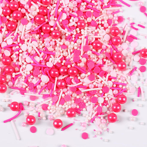 Edible Pink Sprinkles for Cake Decorating, Pink Confetti Sprinkles, Pink Jimmy Sprinkle Mix, Perfect for Baking, Cake, Cupcakes, Macaron, Ice Crea...