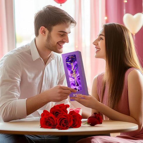 Childom Birthday Gifts for Women,Christmas Rose Gifts for Her Mom,Purple Rose Present for Her,Sweet Artificial Flower for Wife,Grandma,Women,Chris...