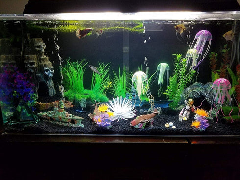 LED Aquarium Light, 7.5inch Colorful Fish Tank Light Submersible Underwater Crystal Glass LEDs Lights, 9 LEDs Beads, Brightness Adjustable Memory ...
