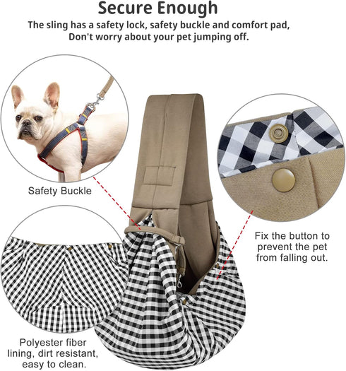 CUBY Dog and Cat Sling Carrier - Hands Free Reversible Pet Papoose Bag - Soft Pouch and Tote Design - Suitable for Puppy, Small Dogs Cats Outdoor ...
