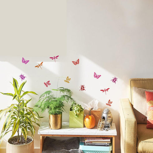 FINGERINSPIRE Butterfly Dragonfly Stencil 11.8x11.8 inch, Bee Ant Spider Worm Cockroach 12 Patterns Animal Stencil, Reusable Large Stencils for Pa...