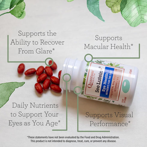 Quantum Health See Lutein+ Eye Care Supplement Helps Support Overall Eye Health As You Age - Lutein 20mg Zeaxanthin Plus Vitamins C & E Daily Nutr...