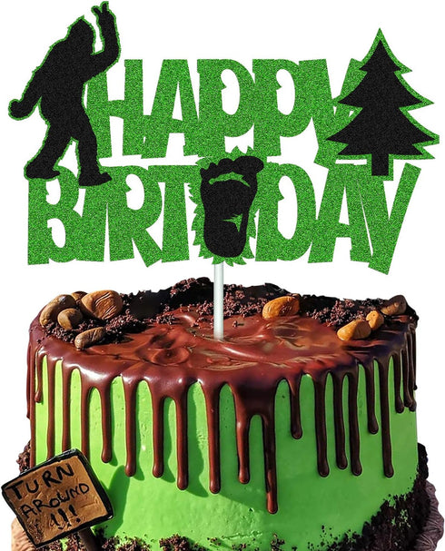 Birthday Cake Decorations Themed Happy Birthday Cake Topper for Kids Boy Girl Bday Party Supplies Sparkle Green Décor...