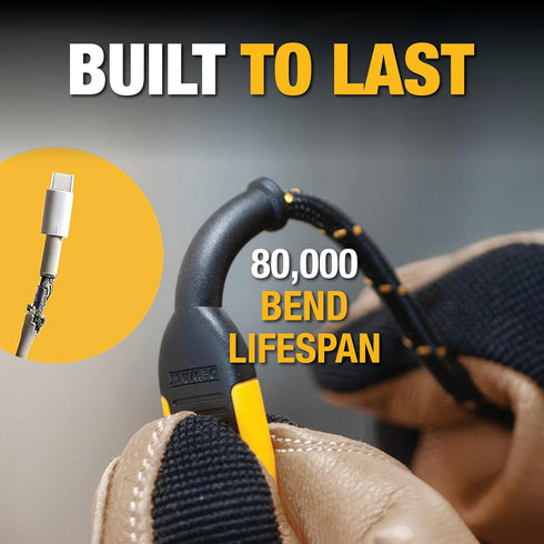 DEWALT USB C Cable, Premium Braided Nylon USB A to Type C Charger Cable Fast Charging for iPhone 15 Series, Samsung Galaxy S10 S10+ / Note 9, LG V...