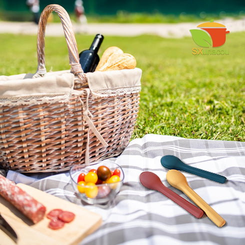 Portable Tableware Stainless Steel Knivesforks Spoons and Silicone Boxes Family Travel Work Outdoor Camping Set (Blue)...