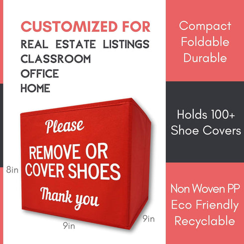 Shoe Cover Box | Disposable Shoe Bootie Holder For Realtor Listings and Open Houses, Please Remove Your Shoes Sign, Real Estate Agent Supplies...