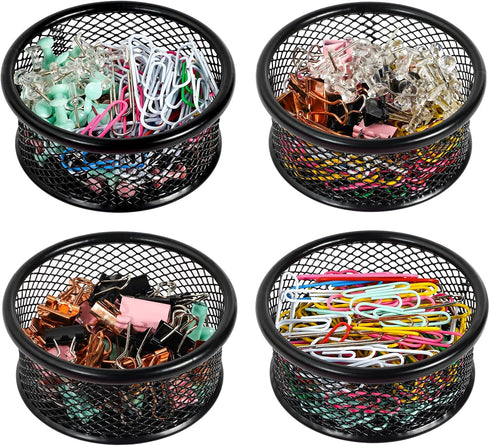 Paper Clip Holder for Desk, Paper Clip Holders, Mesh Paperclip Holders Metal Paper Clip Dispenser Organizer for Desk Binder Clip Holder Container ...