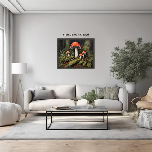 Posterizer 1 pcs-cute mushrooms in the wild-oil painting style 4-Floral & Botanical Art-Landscape & Nature Art-Decor for Home & Office- unframed w...