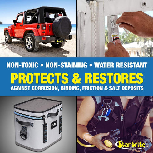 STAR BRITE Snap & Zipper Lubricant - Clear, Non-staining for Clothes, Jeep Tops, Wetsuits, Dive Suits, Gear Bags, Coolers, Biminis, Cushion Covers...