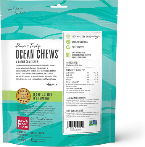 The Honest Kitchen Ocean Chews™ Hearty Wolffish Skins Dog Treats, 3.25 oz (Beams™)...