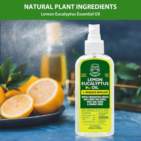 Mosquito Repellent Spray for Body 4 Fl Oz Lemon Eucalyptus Essential Oil Insect Bug Spray Natural DEET Free Anti Mosquito Tick Gnat Fly Control fo...