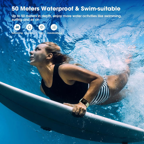 Smart Watch, Fitness Tracker with Heart Rate Monitor, Blood Oxygen, Sleep Tracking, 41mm Smartwatch 5ATM Waterproof with Pedometer for Women Men C...
