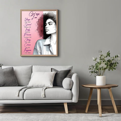 Posterizer 1 pcs-God says i'm strong and unique-Bible verse-Religious Posters-Inspirational Women's Art-Gifts for Christians-Decor for Home & Offi...