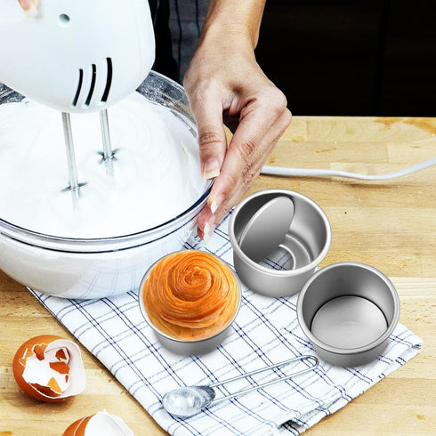 HOMSFOU 2 Inch Cake Pan Set of 4 Aluminum Alloy Round Cake Baking Pans Small Cake Pans for Cupcake Brownies Souffle Pie Muffins Cheesecake...