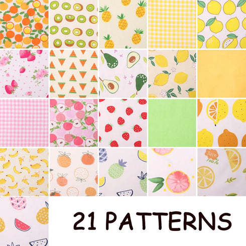Charm Packs for Quilting 5 inch, 42 5-inch Cotton Fabric Charm Squares, Charm Squares for Quilting 5x5, Cartoon Fruit Print Fabric Squares...