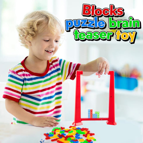 Gamie Tetriminos Blocks Game - 3D Puzzles for Kids and Adults with 50 Game Pieces, Game Board, and Drawstring Bag - Retro-Inspired Brain Teaser Pu...
