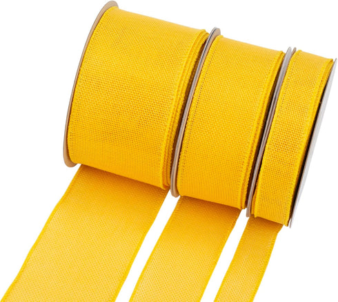 Yellow Burlap Wired Ribbon, 4 inch x 20 Yards, Wired Edge Burlap Ribbon for Gift Wrapping, Big Bow, Wreath, and Christmas Tree Decoration...