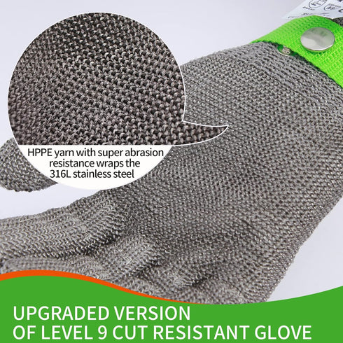 Level 9 Cut Resistant Kitchen Glove,Food Grade,Machine Washable,Stainless Stell Wire Metal Mesh Safety Work Glove for Mandolin,Meat Cutting,Oyster...