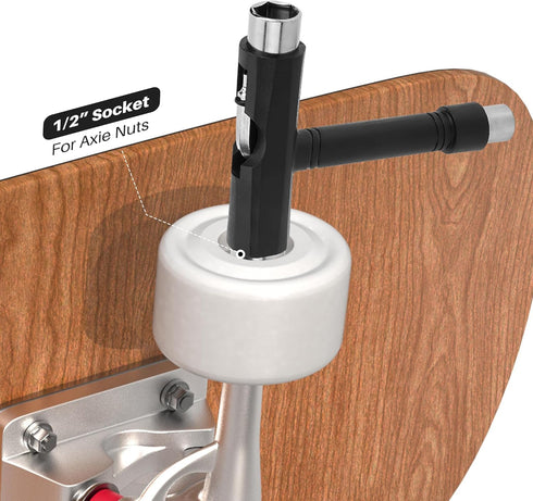 Skate Wrench Tools, Multifunctional All-in-One Skateboard Wrench, 2-in-1 Portable T-Type Wrench and Built-in L-Type Cross Head Screwdriver, longbo...