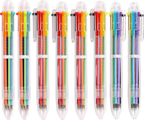 Party Favors 8 PCS 0.5mm 6-in-1 Multicolor Pen 6 Colors Transparent Barrel Ballpoint Pen for Office School Supplies Students Children Gift...