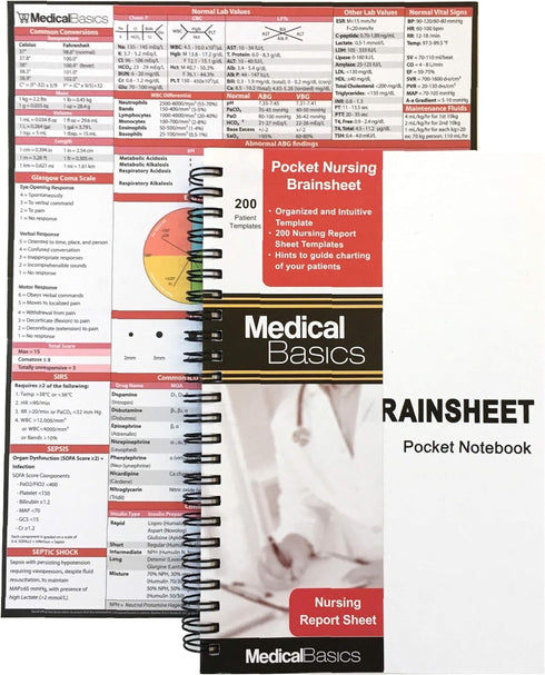 Pocket Nurse Report Sheet Notebook - Brain Sheet Template for MedSurg Nurses and CNA...