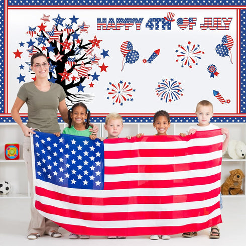 78 Pcs 4th of July Bulletin Board Decorations Happy 4th of July Cutouts Fourth of July Patriotic Bulletin Board Decor for School American Flag Ind...